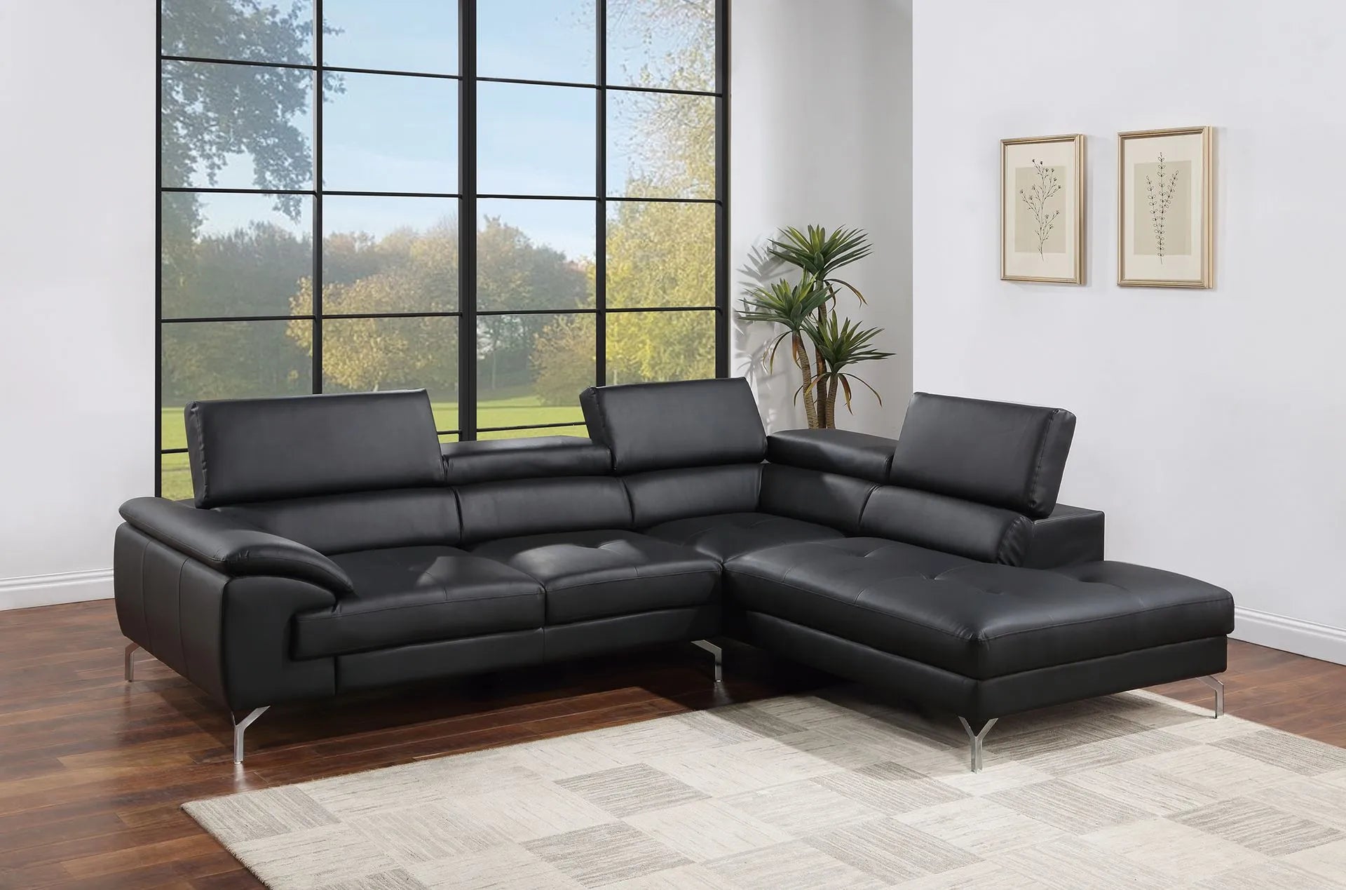 black fabric sofa sectional