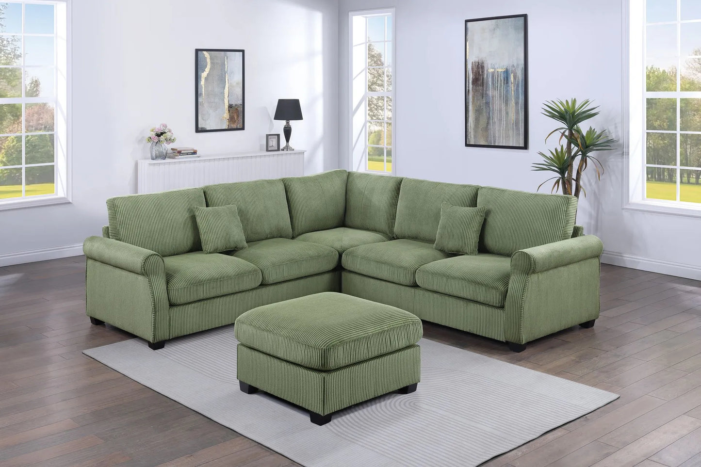 sage fabric sofa sectional