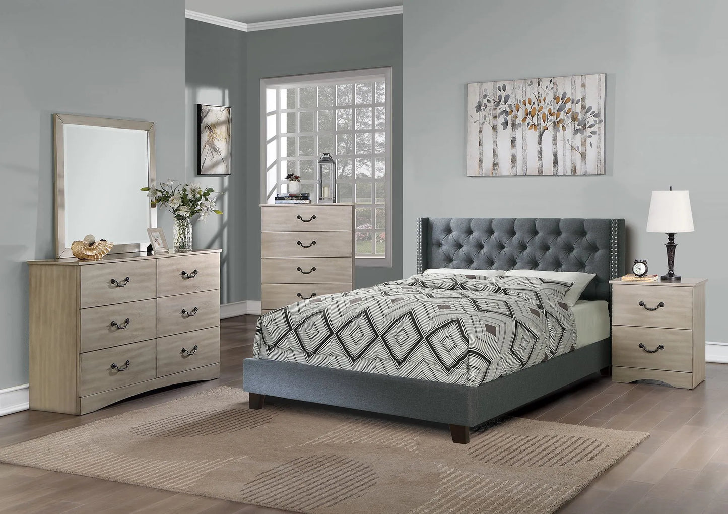 blue grey bedroom set
