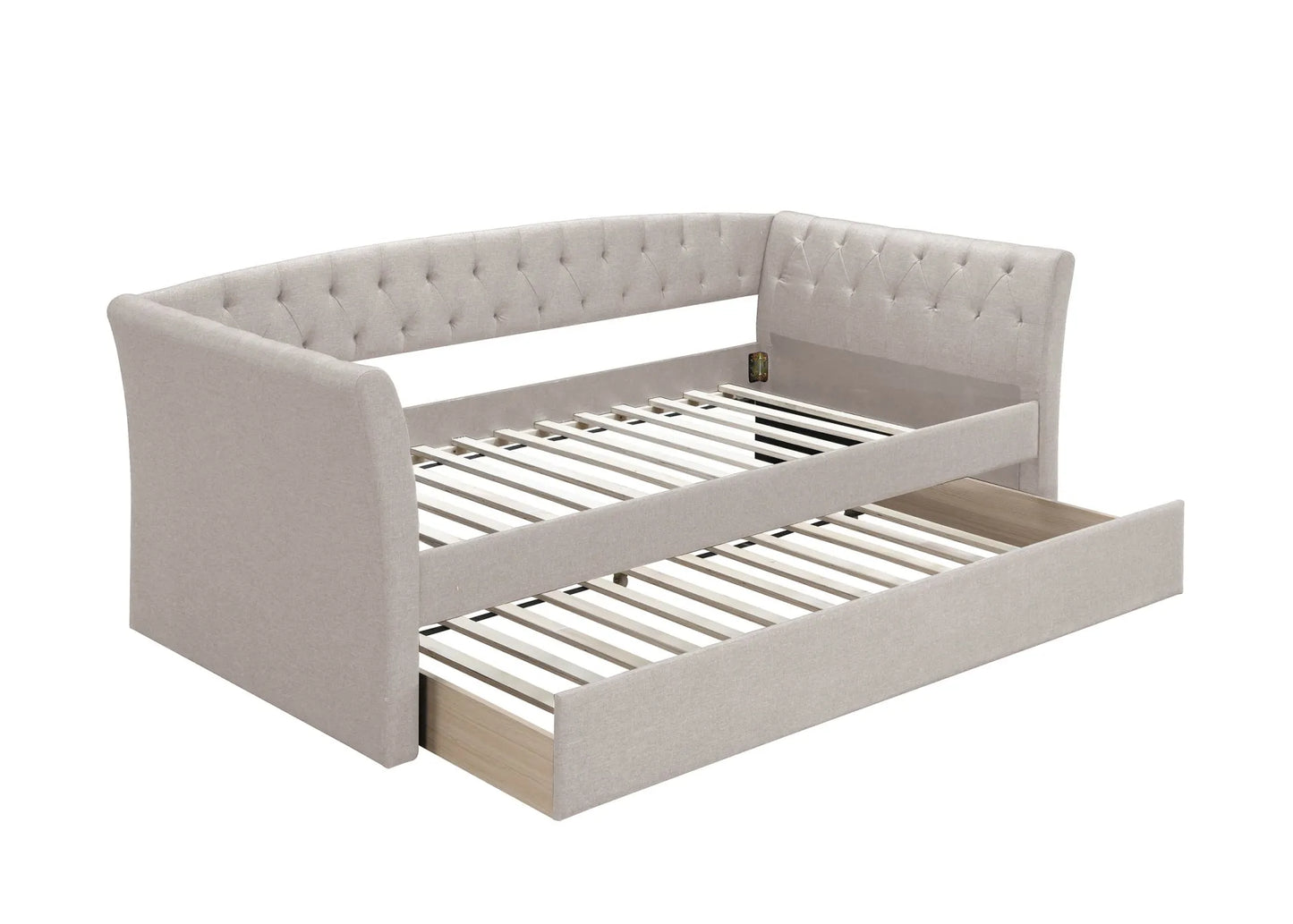 light brown trundle bed