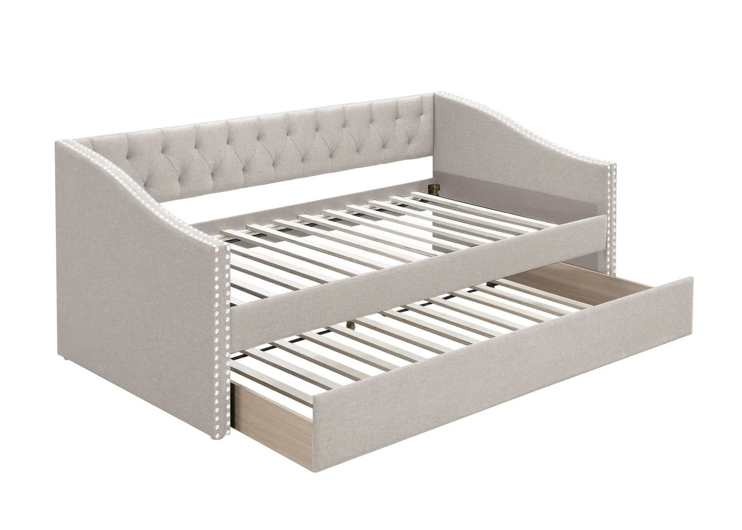 light brown trundle day bed