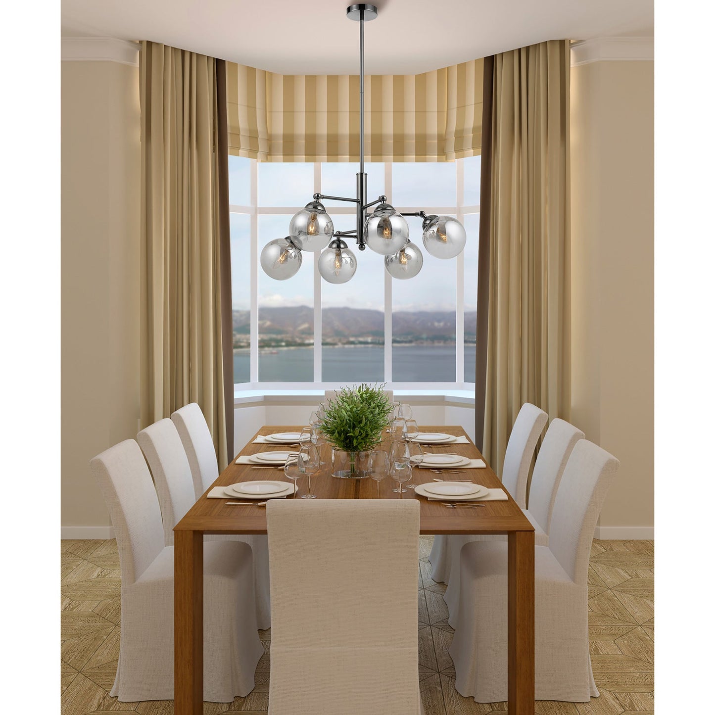 silver chandeliers