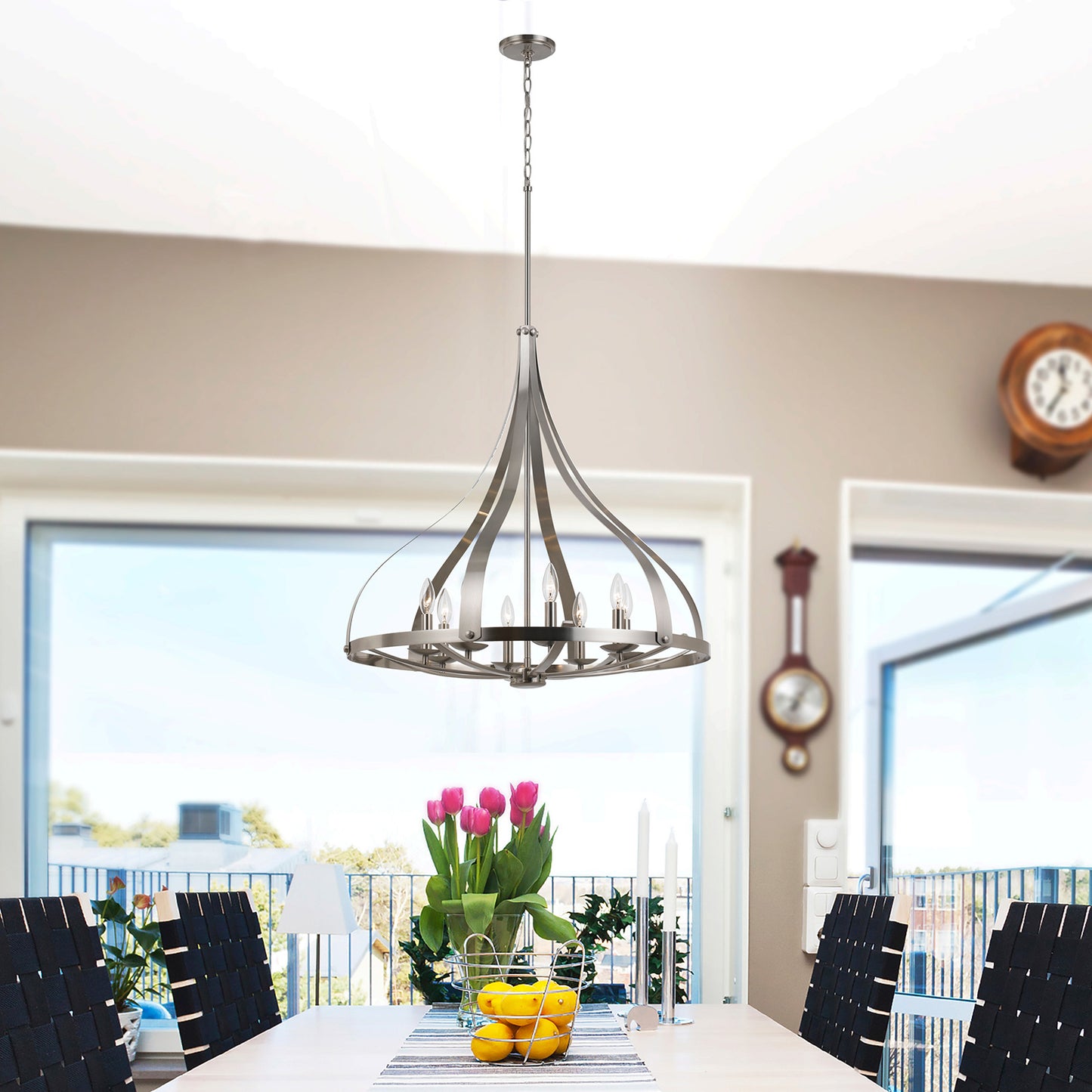 silver chandeliers