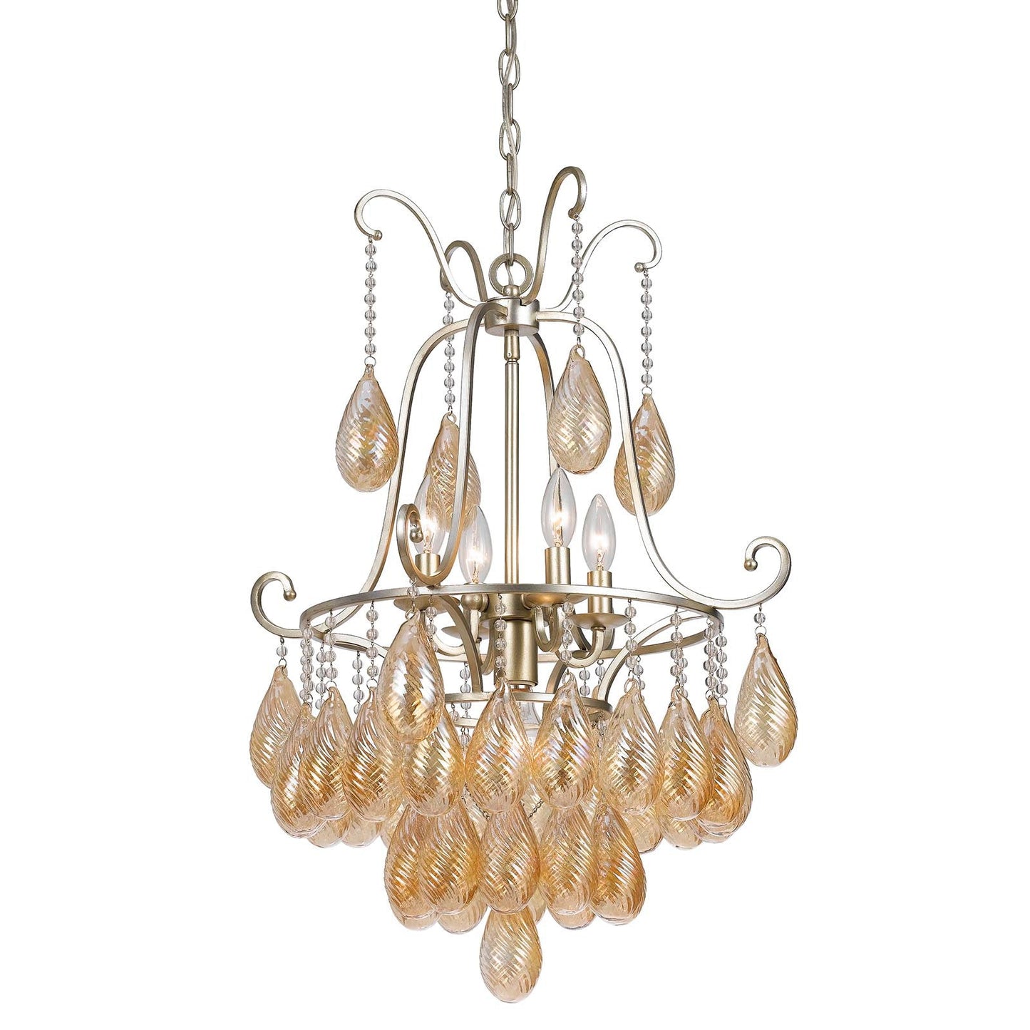 silver chandeliers