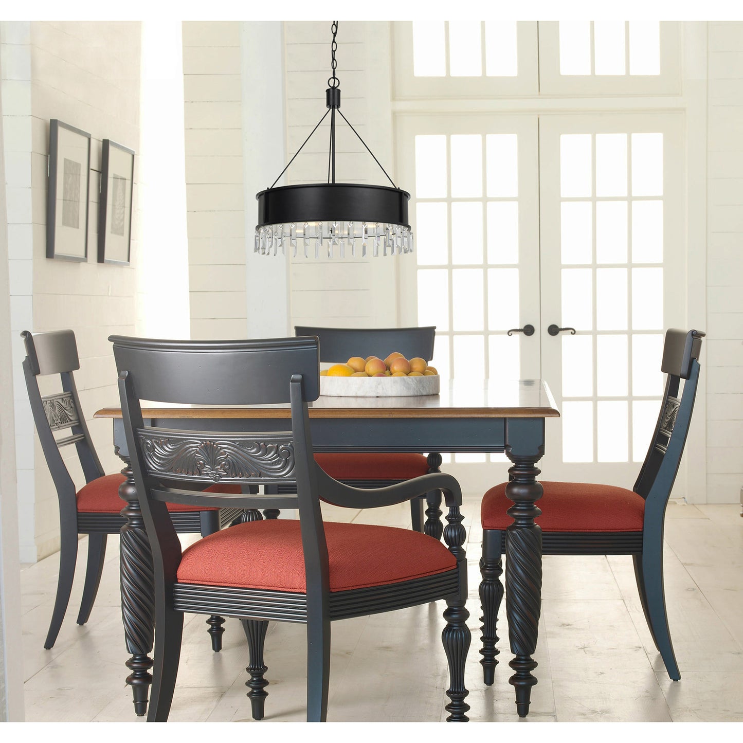 black chandeliers