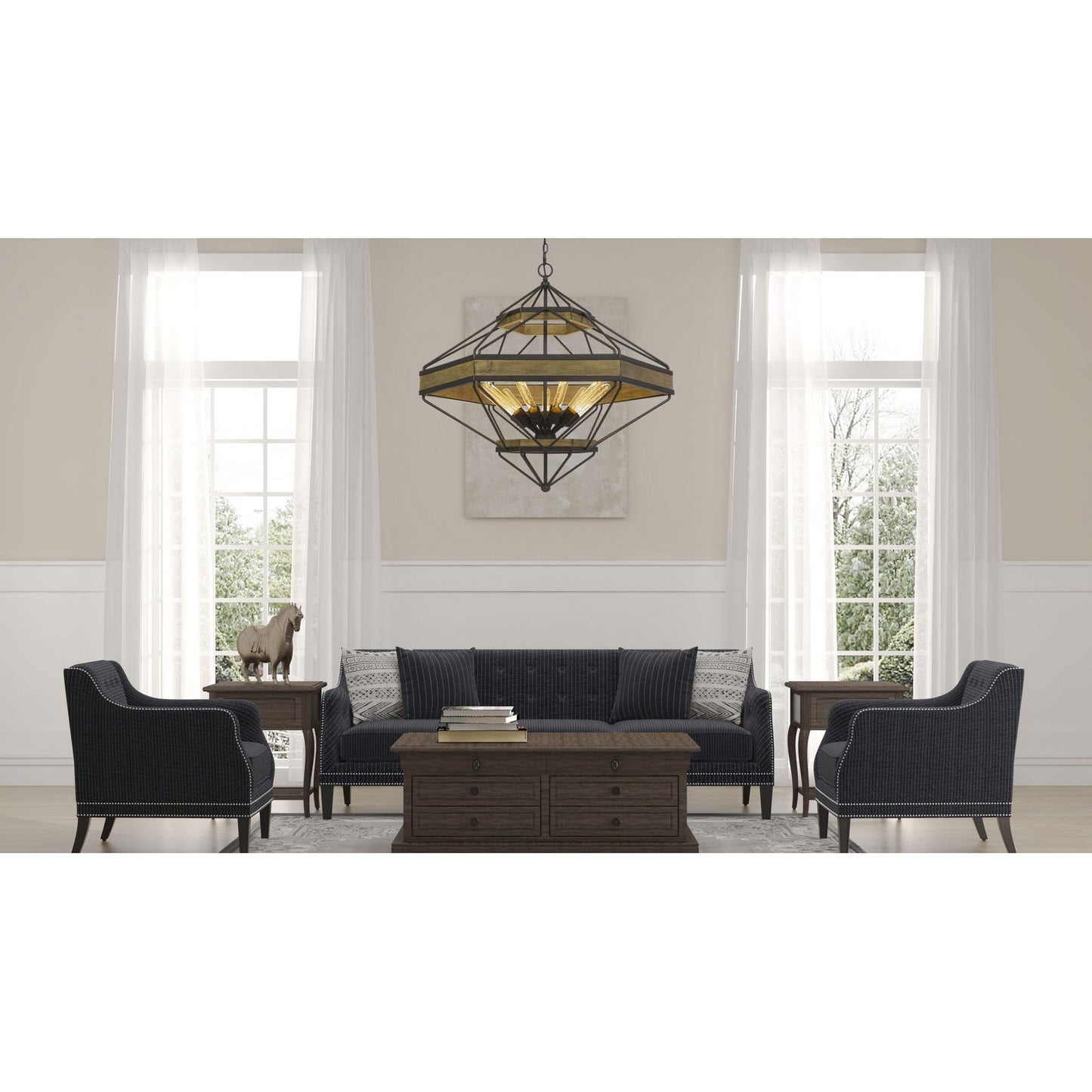 black chandeliers
