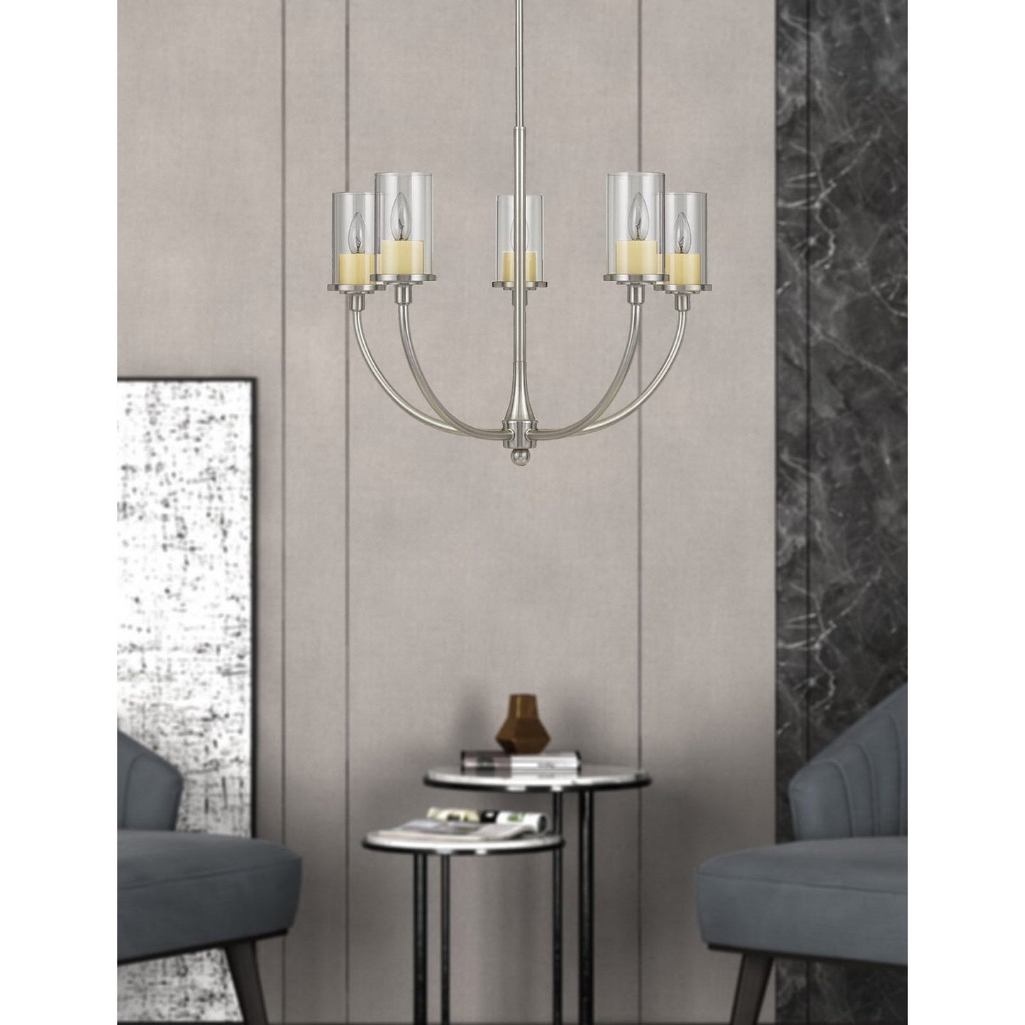 silver chandeliers