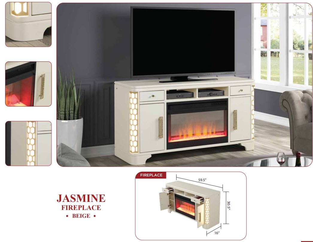 BEIGE FIREPLACE TABLE