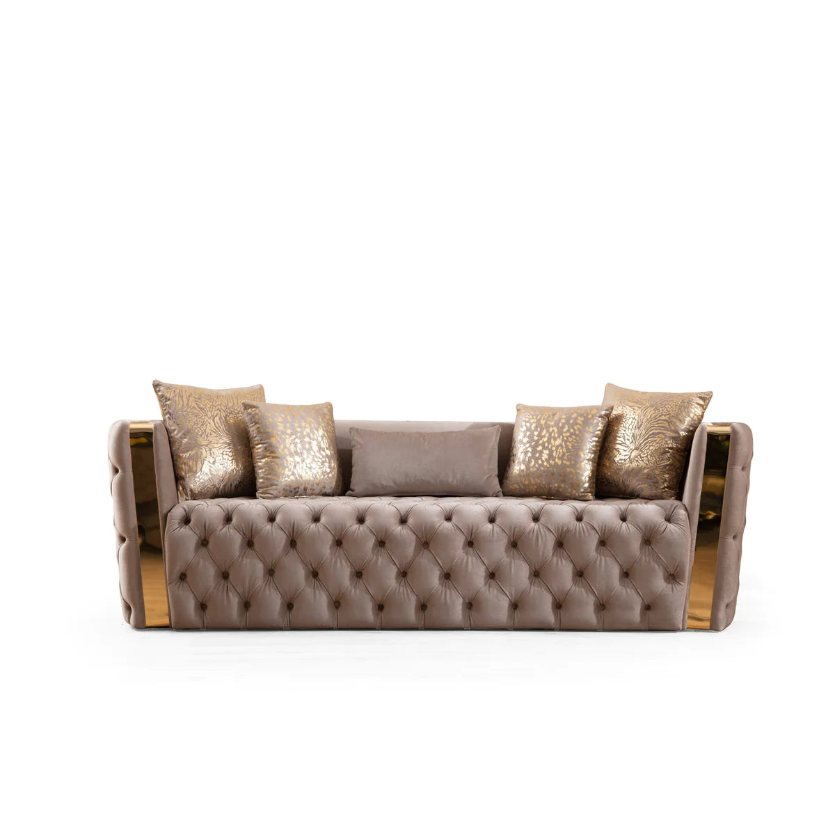 taupe velvet sofa
