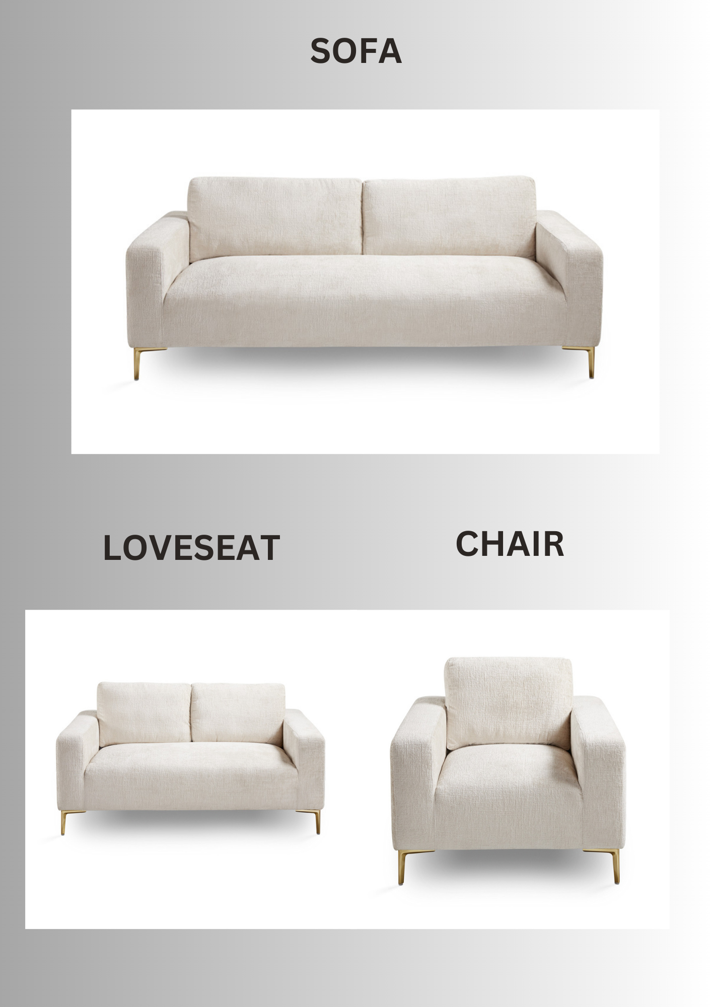 grey fabric sofa set