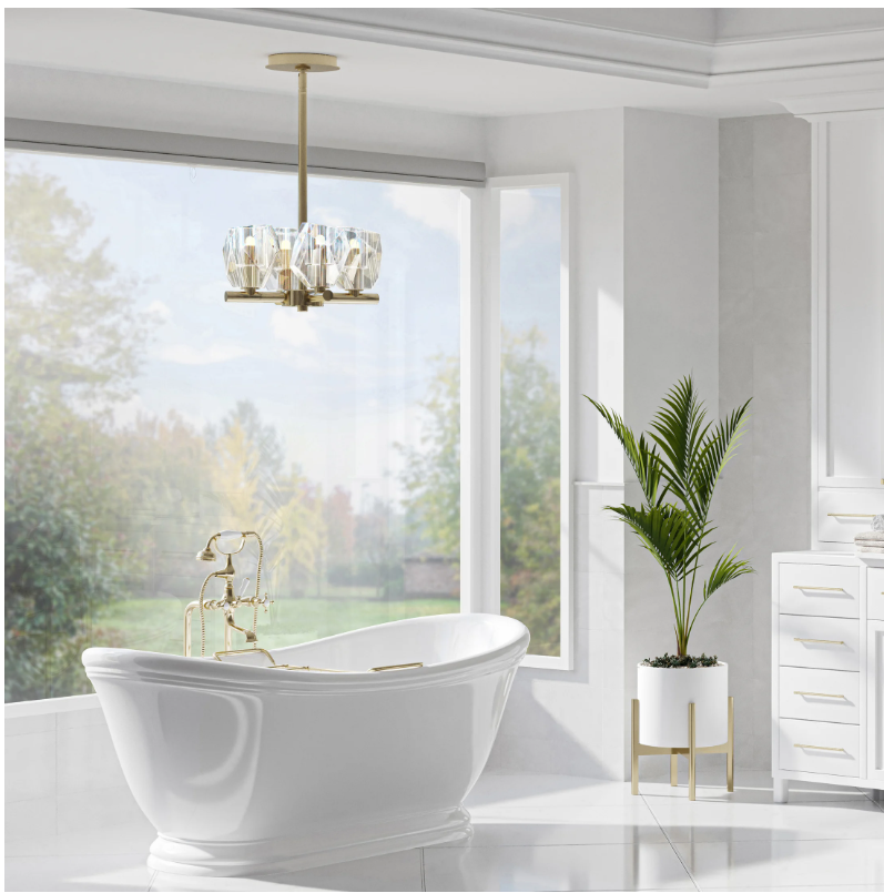 Four light semi flush ceiling light
