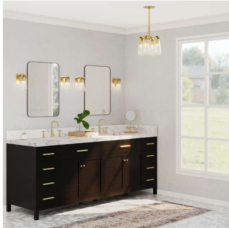 Four light semi flush ceiling light