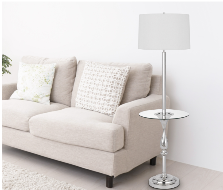 silver floor lamp