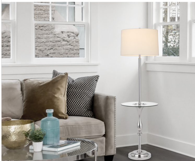 silver floor lamp