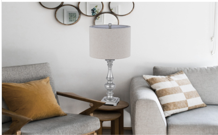 silver table lamp|