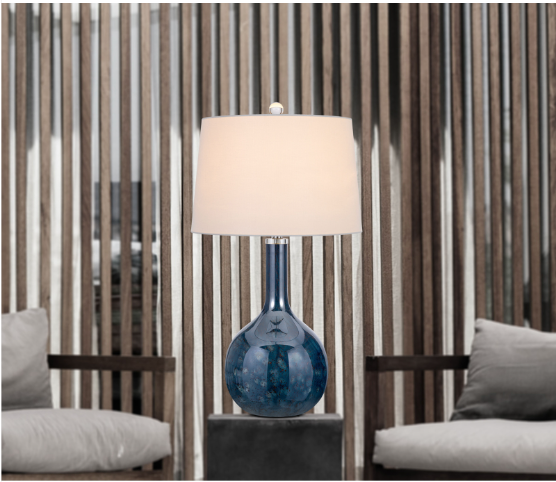 blue table lamp