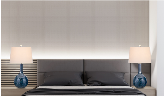 blue table lamp