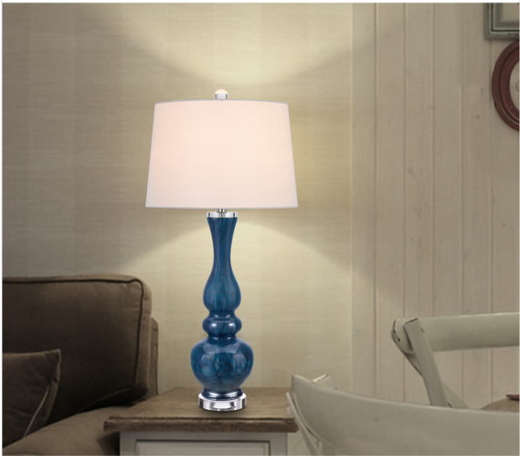 blue table lamp