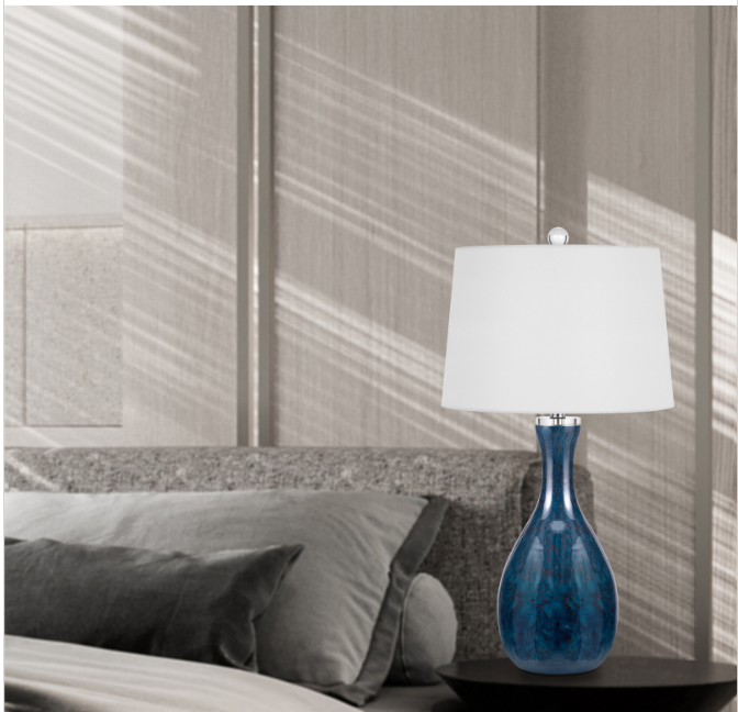 blue table lamp