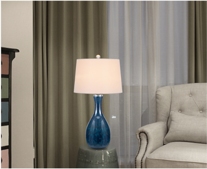 blue table lamp