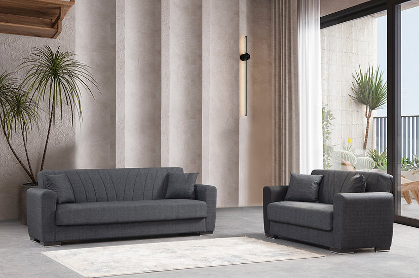dark grey fabric sofa set