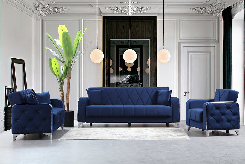 navy fabric sofa set
