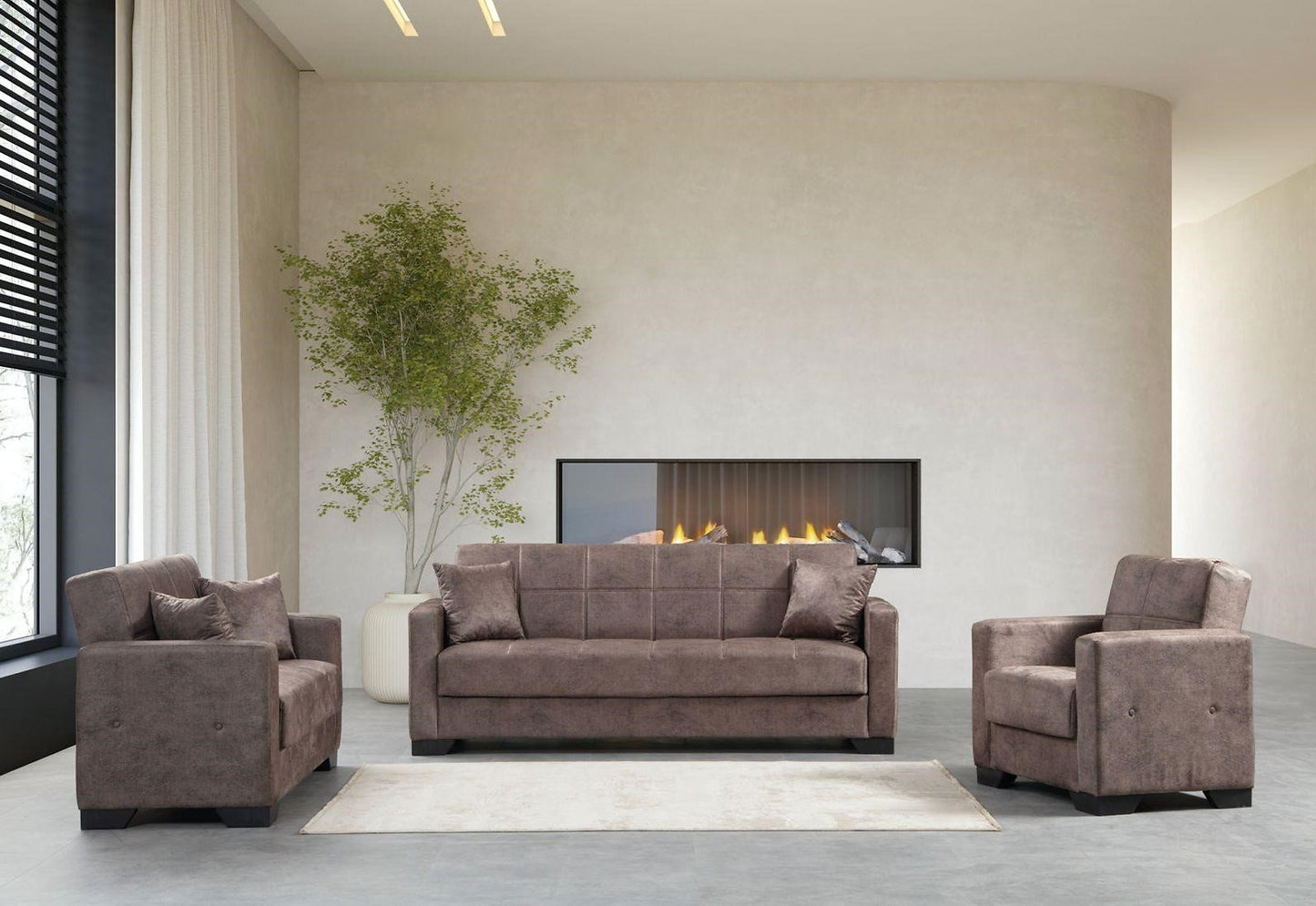 brown fabric sofa set