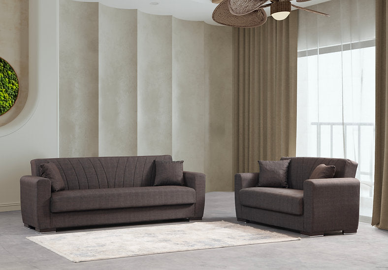 dark brown fabric sofa set
