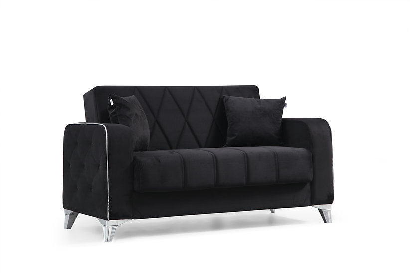 black fabric sofa set