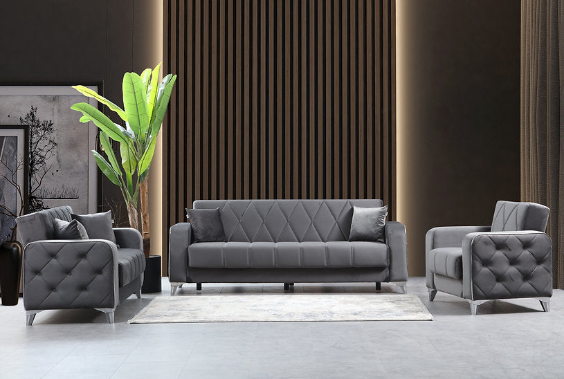 grey fabric sofa set