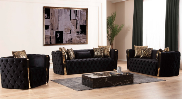 black velvet sofa set