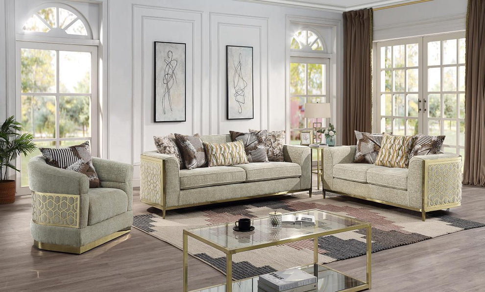 beige velvet sofa set
