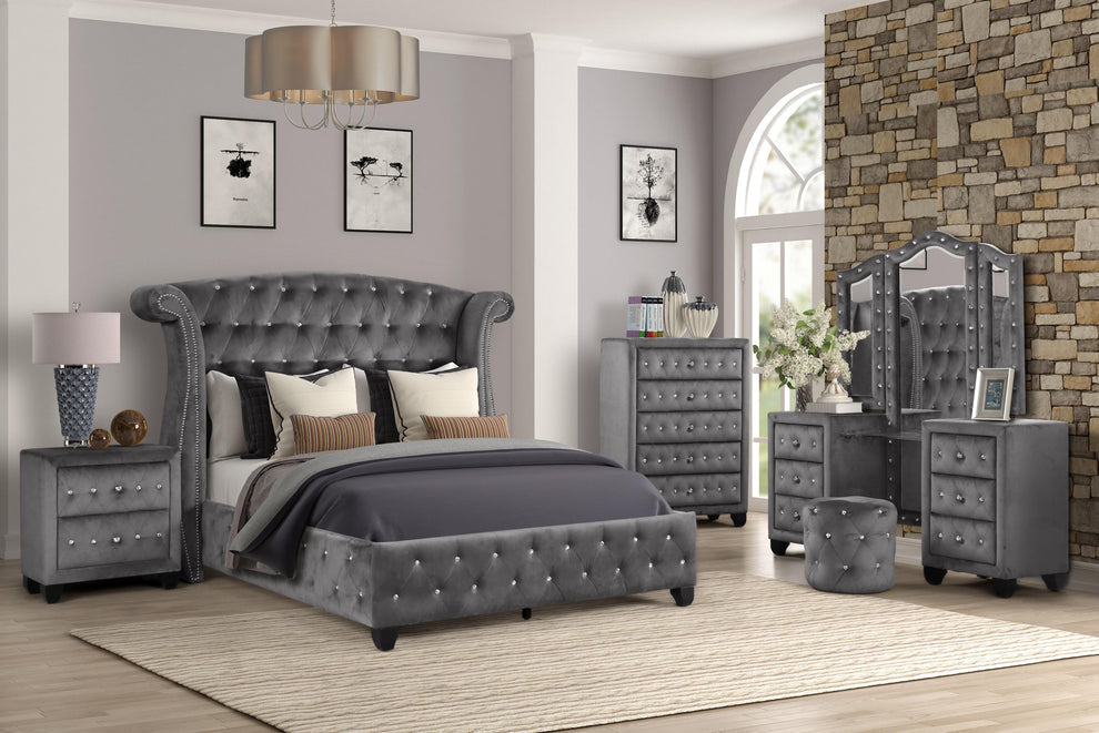 grey wooden bedroom set