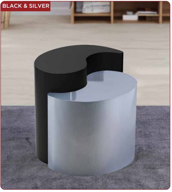 black& silver side table