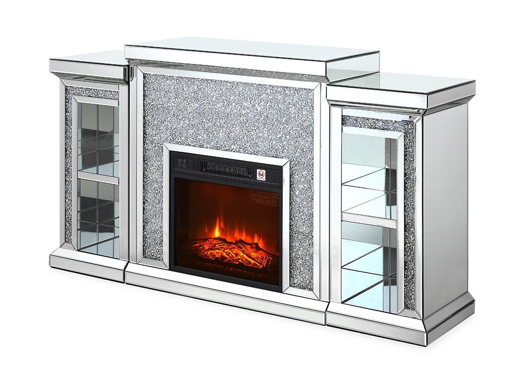 mirror fireplace table