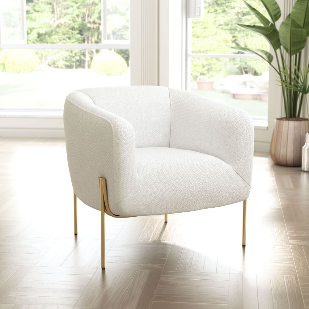 white fabric accent chair