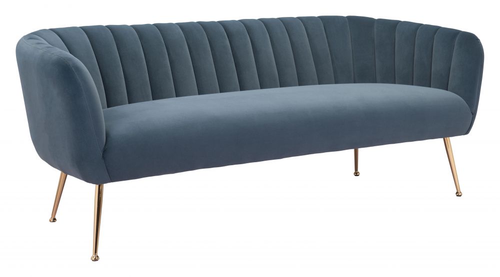 blue fabric sofa