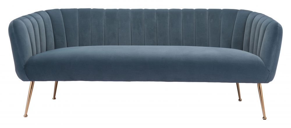 blue fabric sofa