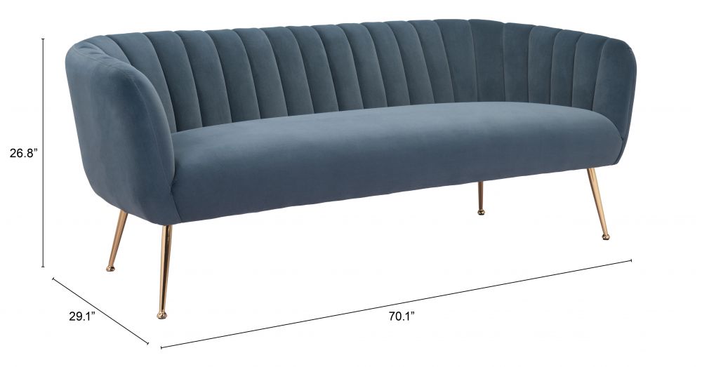 blue fabric sofa