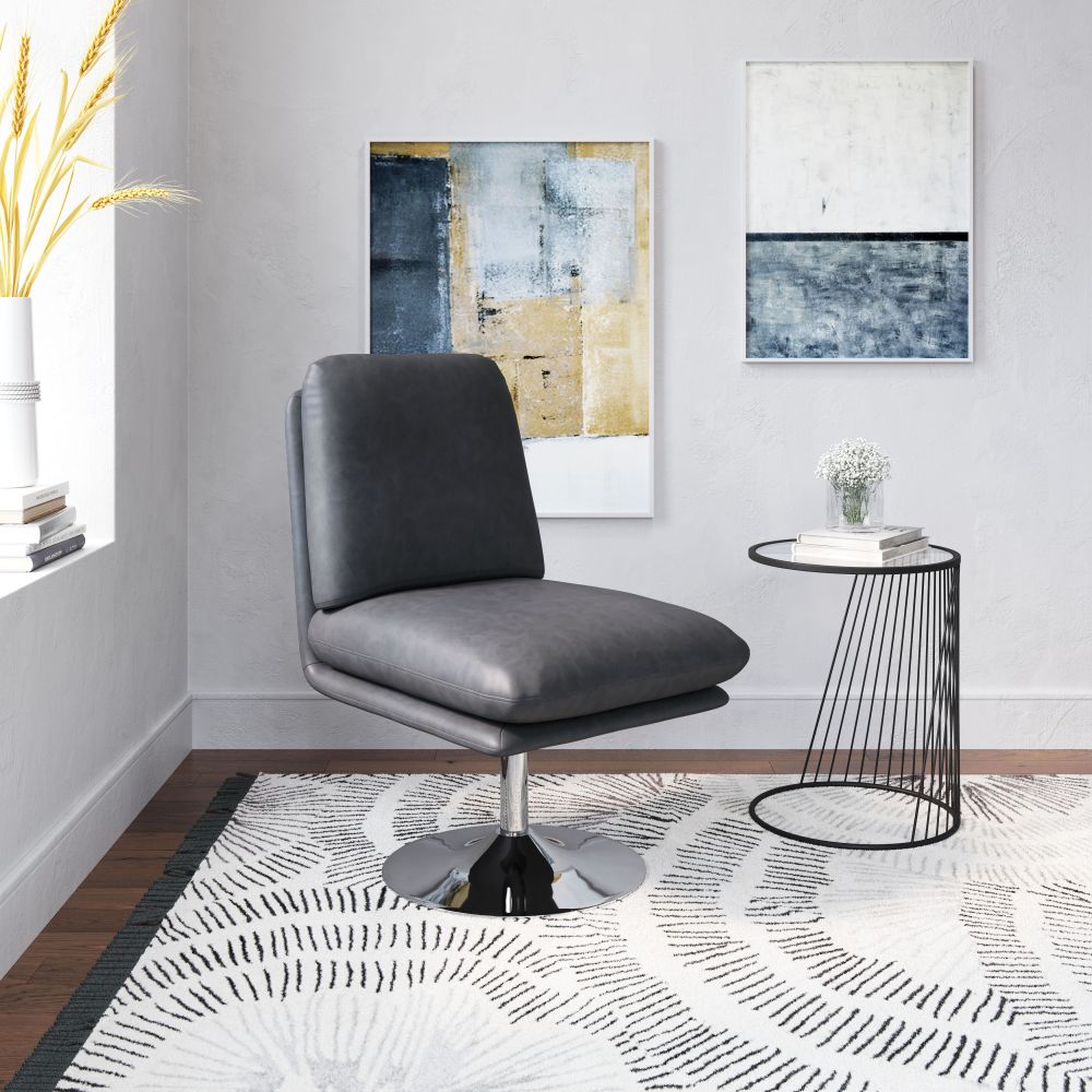 grey leather accent chair