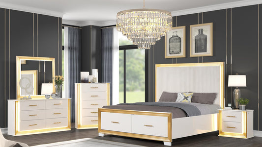 white and golden bedroom set