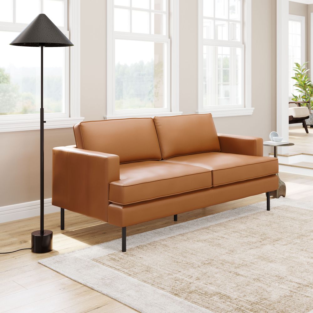 brown leather sofa