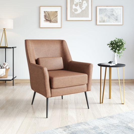 brown leather accent chair