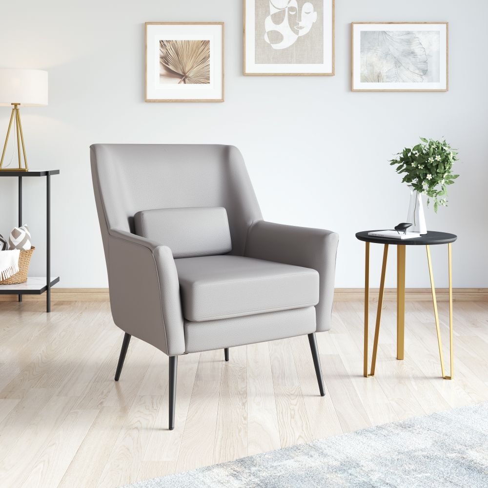 grey leather accent chair 