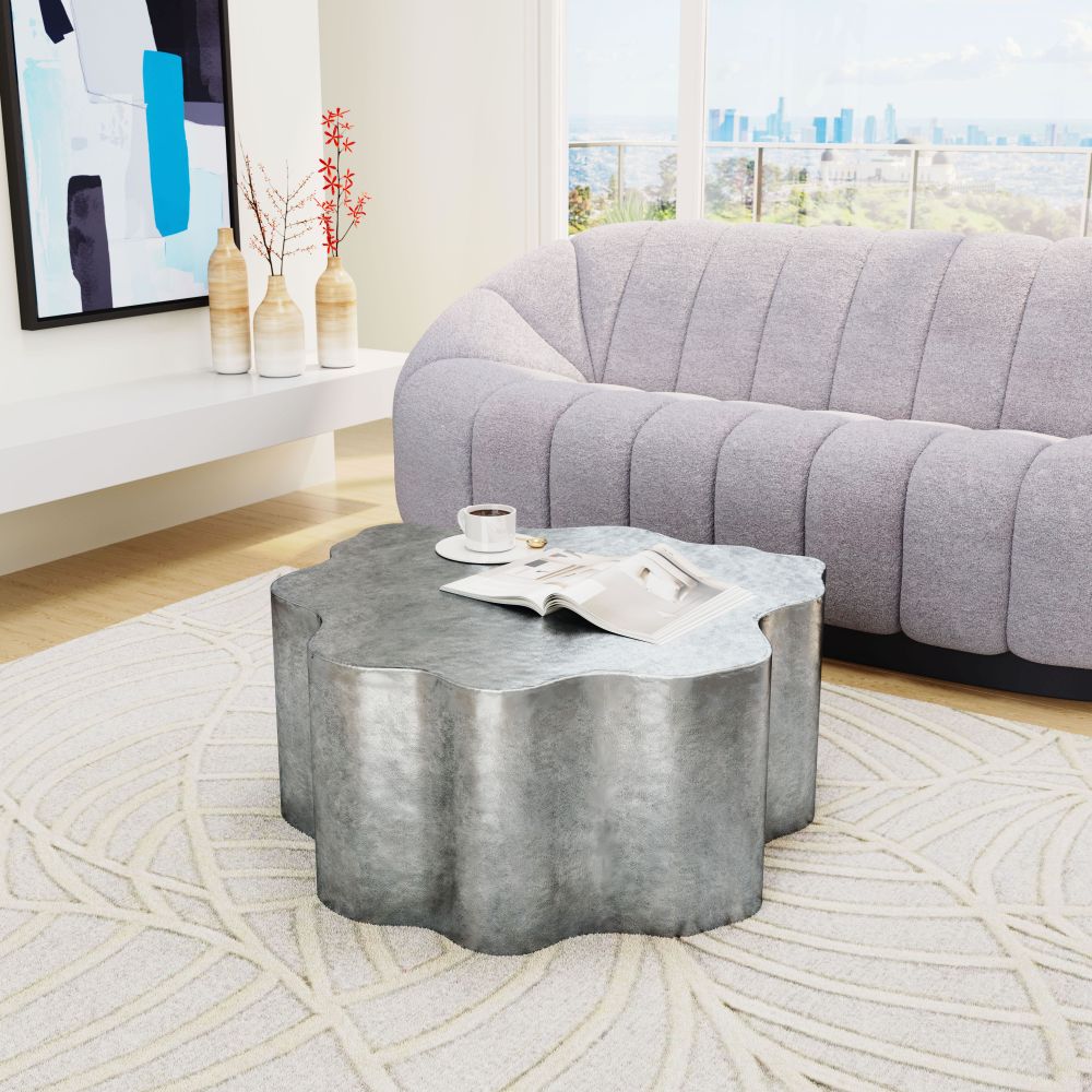 silver Aluminum coffee table