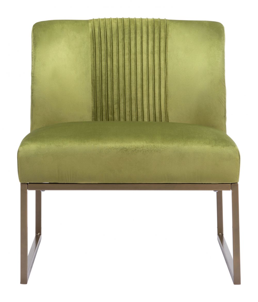 green fabric accent chair