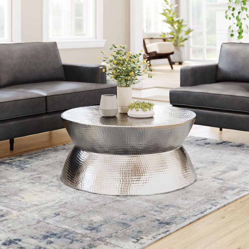 silver Aluminum coffee table