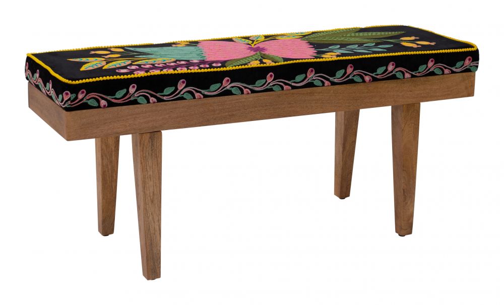 black fabric bench