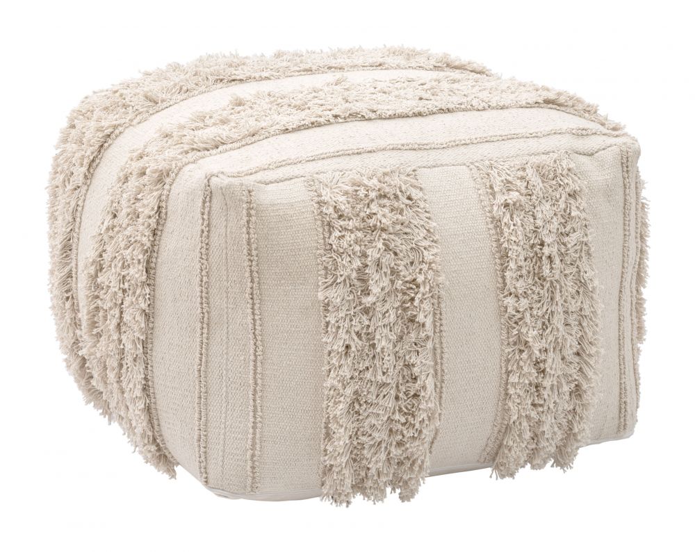 beige fabric ottoman