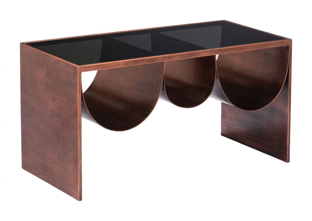 copper glass coffee table